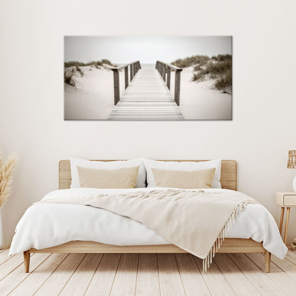 Obraz do salonu sypialni biura, Pomost na plażę krajobraz beżowy 80x40