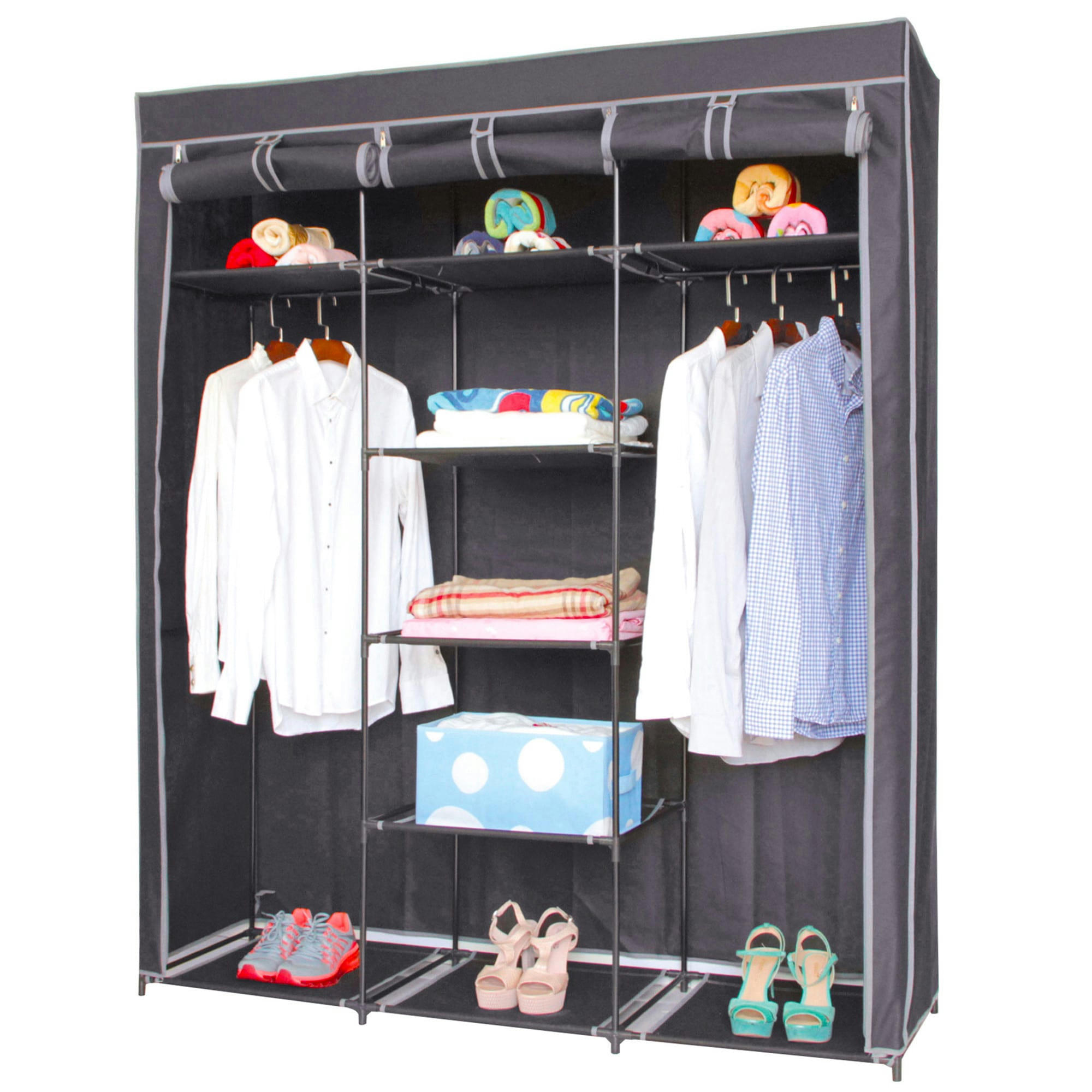 - Penderie avec housse  9 étagères + 1 tringle 150x45x172cm