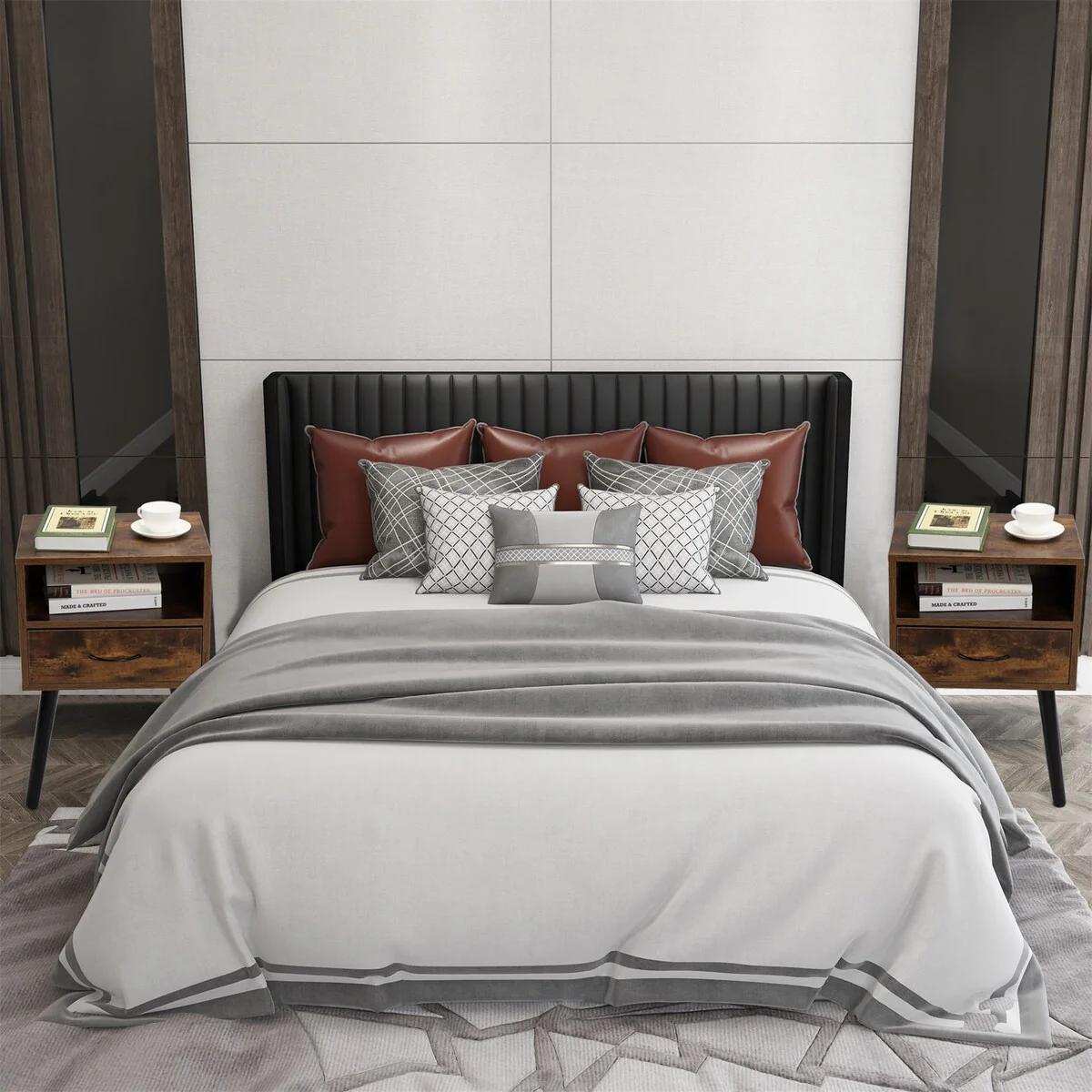 Set of 2 Mid Century Nightstand