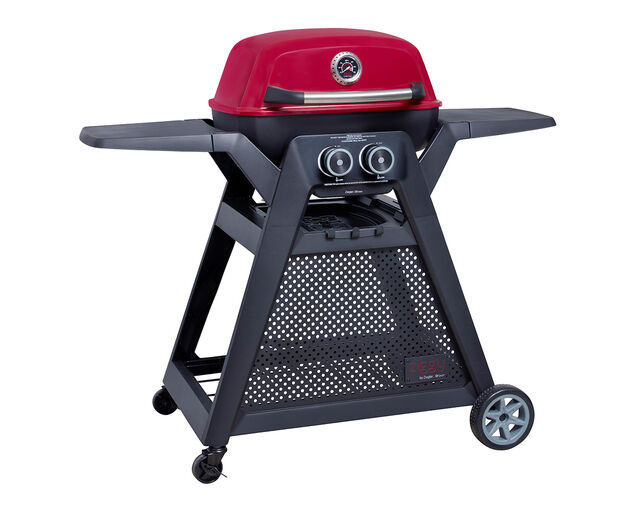 Ziggy Elite Twin Grill LPG BBQ Plus Cart Bundle - Chilli Red
