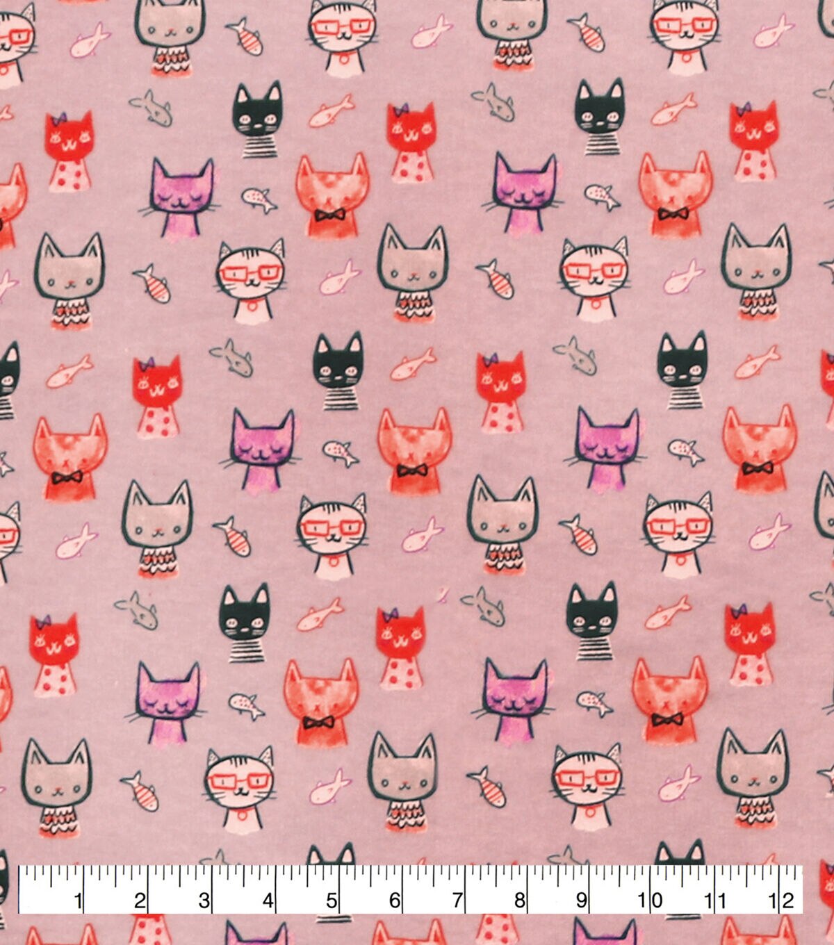 Doodle Cats And Fish Super Snuggle Flannel Fabric