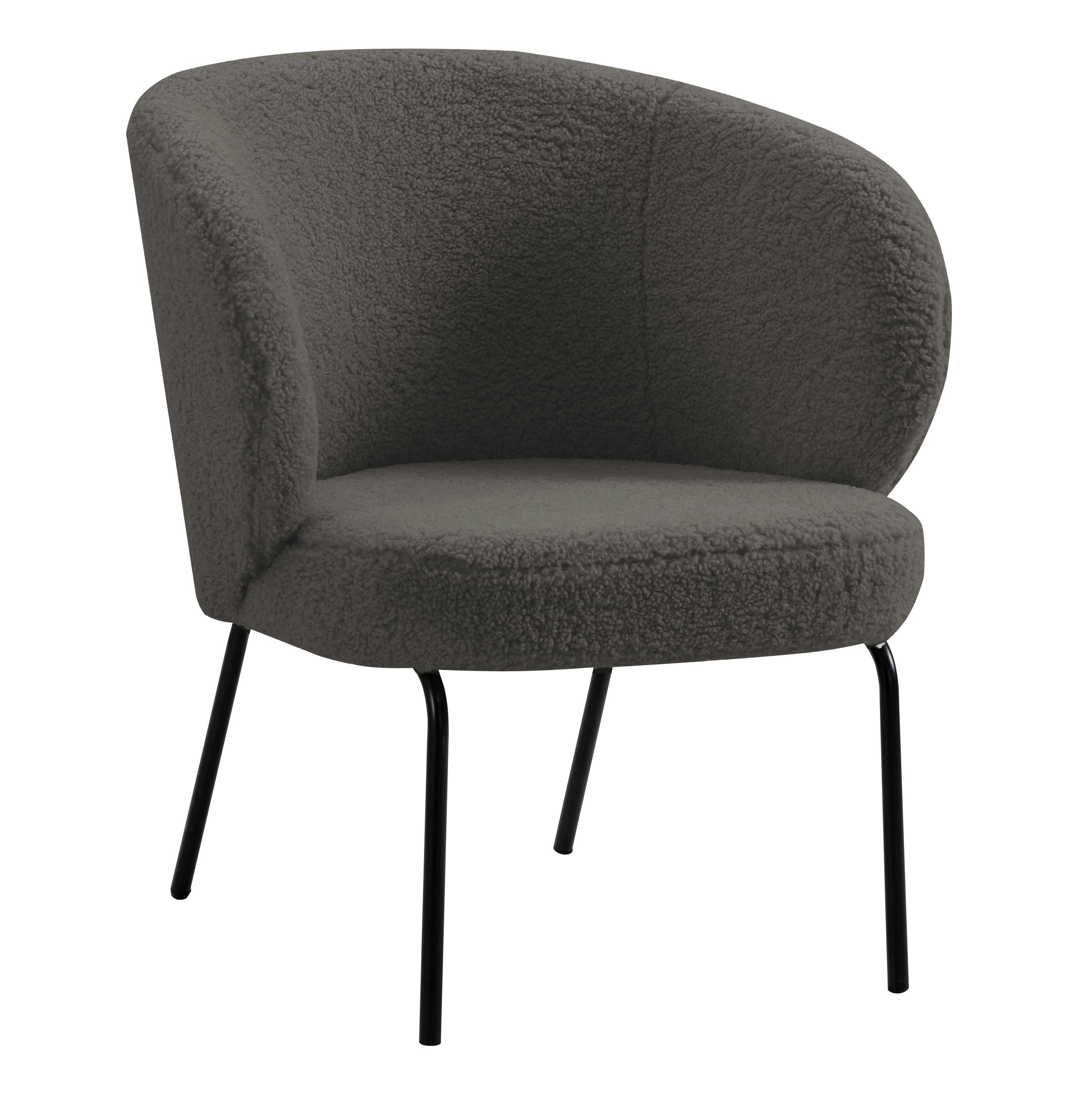 - Fauteuil de salon en métal et bouclettes grises