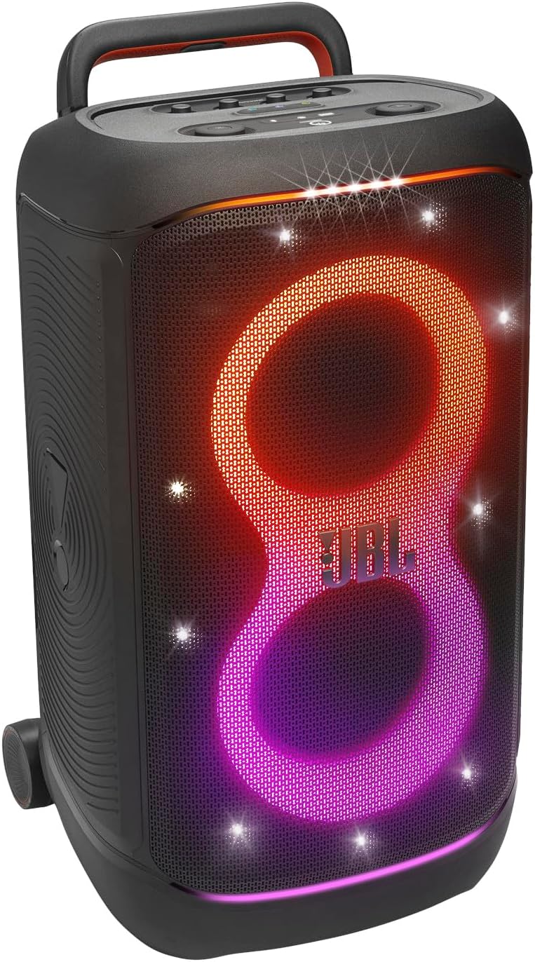 JBL PartyBox 520 - Portable Battery-Powered Party Speaker with AI Sound Boost  Up to 15 Hours of Play time  IPX4 Splash Proof  Multi-Speaker Connection by Auracast  and Telescopic Handle (Black)