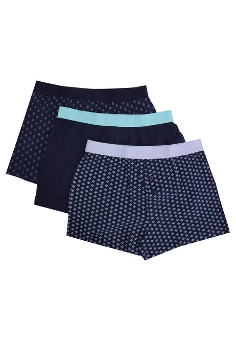 Mens 3pk Navy Paisley Print Loosefit Boxers
