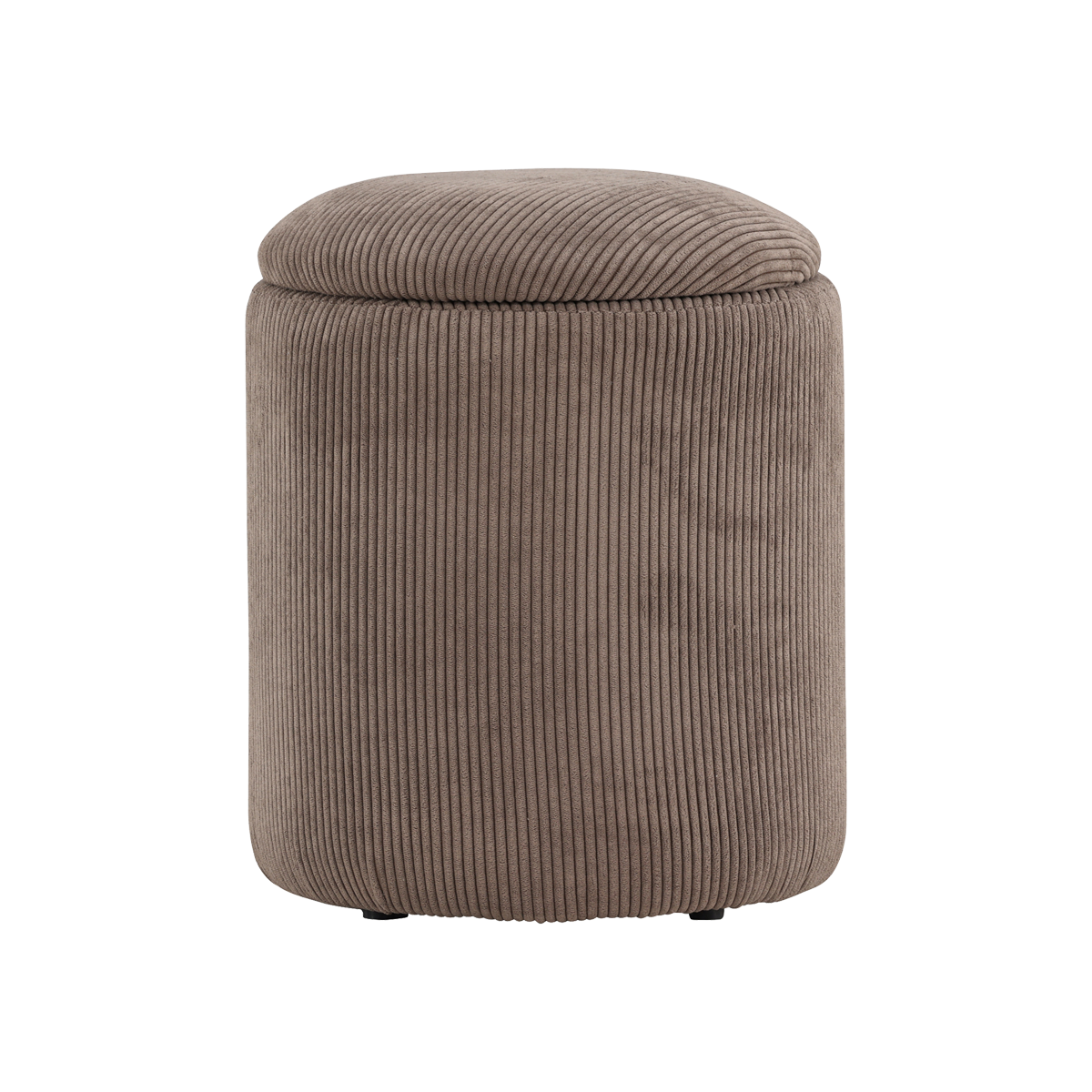 Nest living Ilja Ronde Ribstof Poef met Opbergruimte Ø 32 cm - Bruin