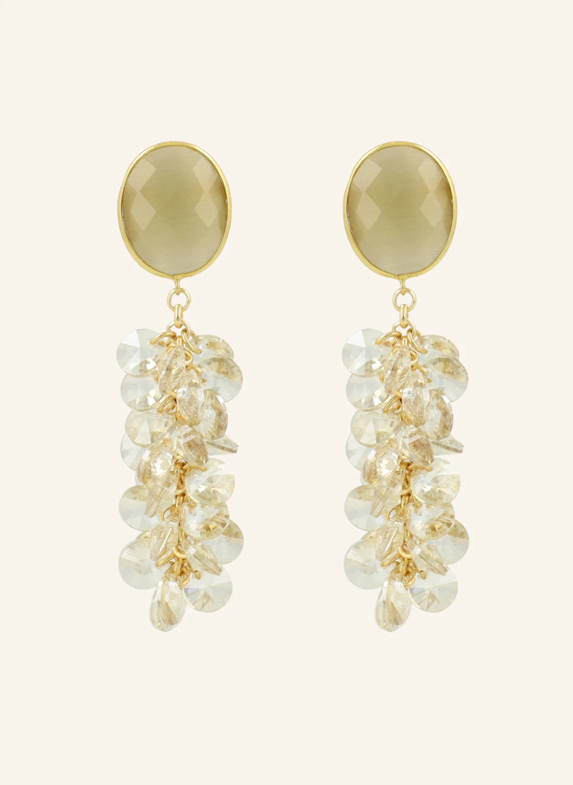 LOTT.gioielli Ohrhänger LONNEKE CE GB CLUSTER OF THICK SEQUINS WARM BEIGE by GLAMBOU