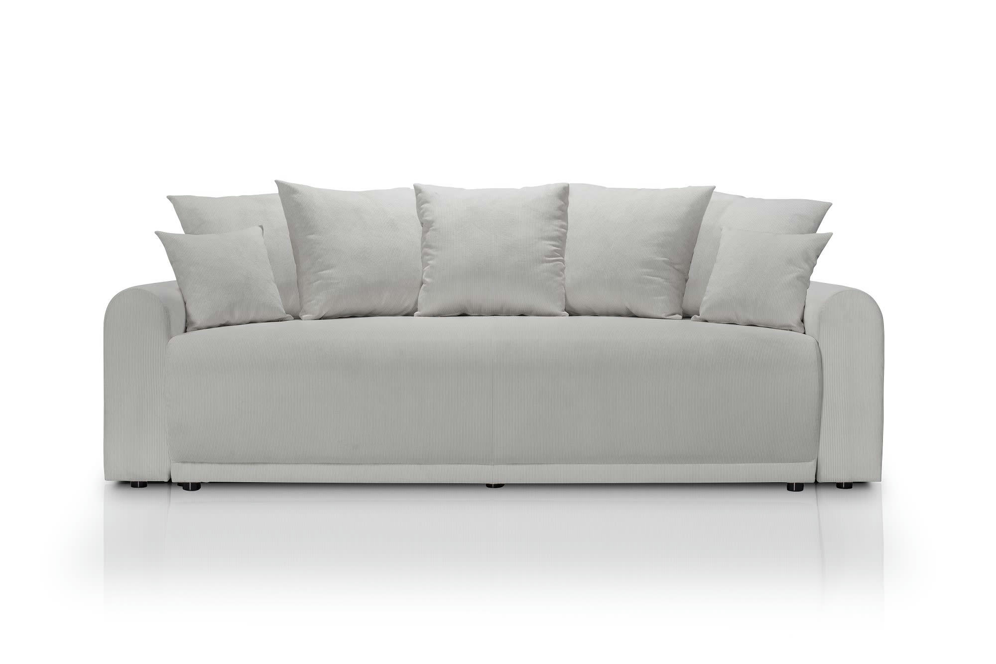 ANGE - Canapé droit convertible 3 places  en velours côtelé grège