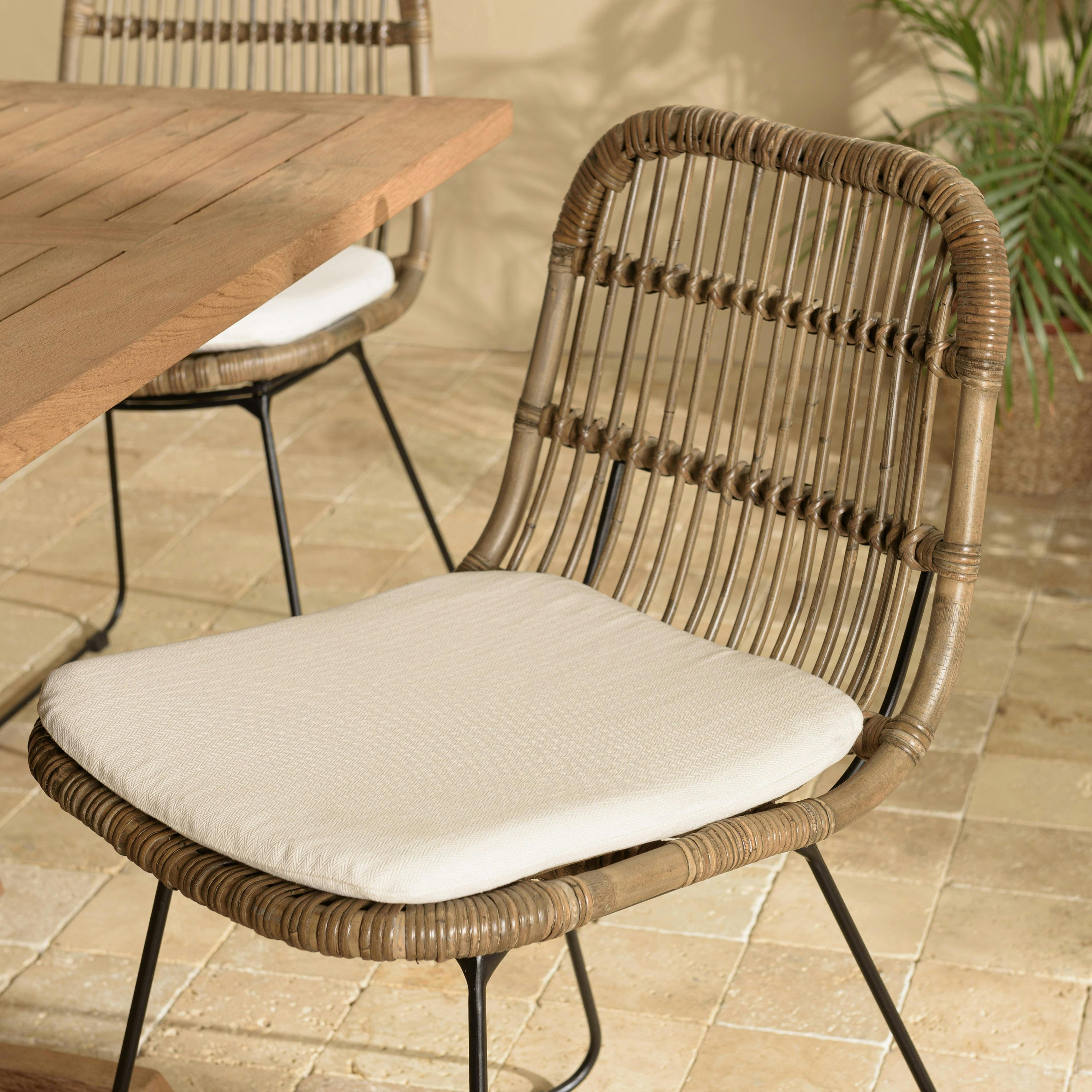 Chaise rotin grisé pieds métal (lot de 2) MANY