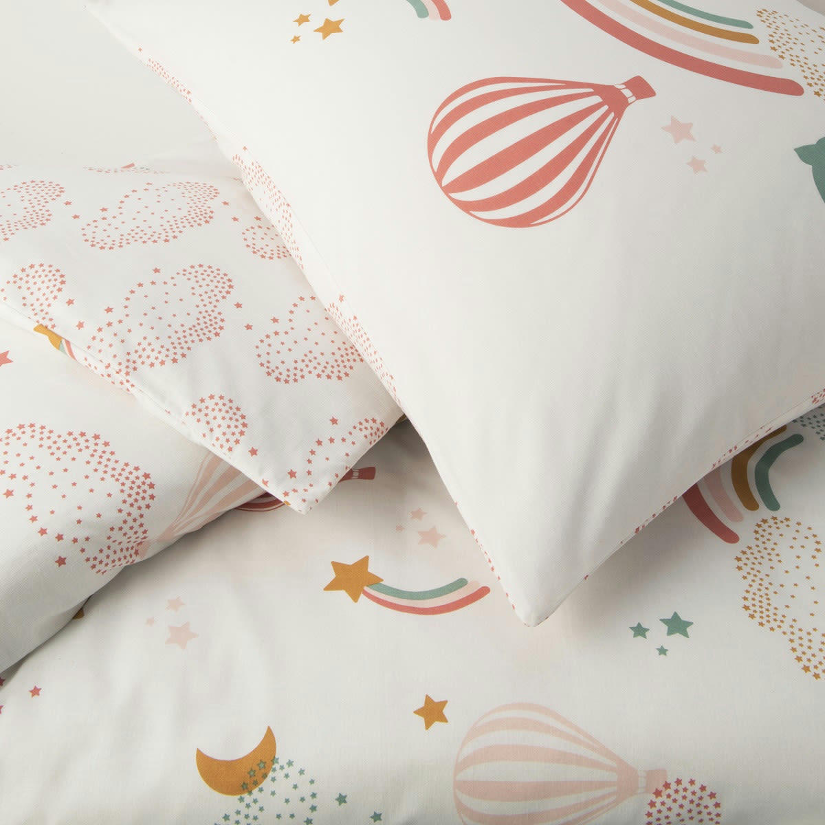 CELESTE - Parure de lit enfant coton  imprimé blanc 140x200cm