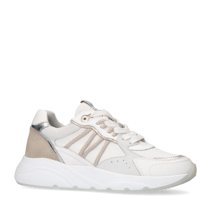 Manfield Witte leren sneakers