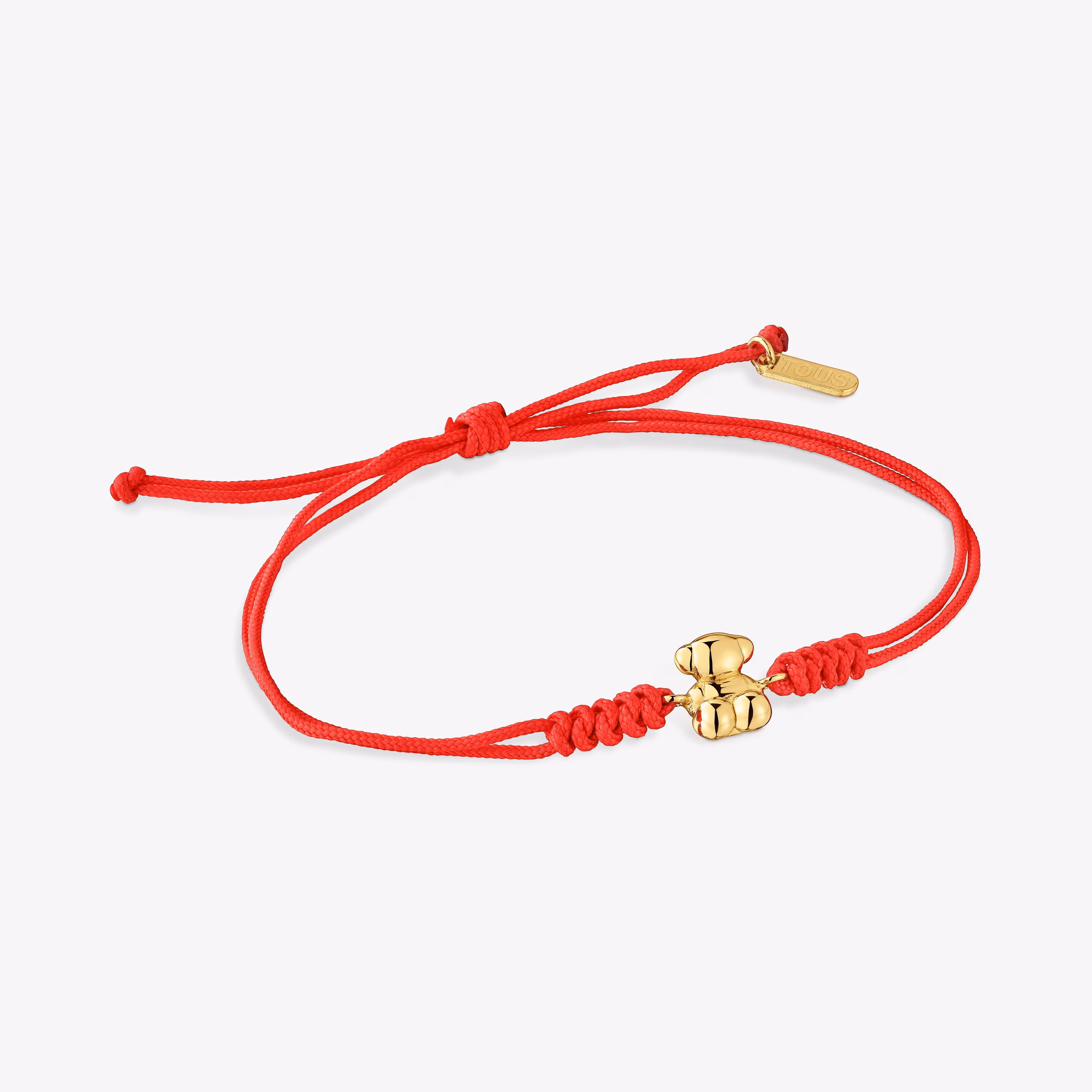 Pulsera de nylon y oso de oro en color rojo Bold Bear