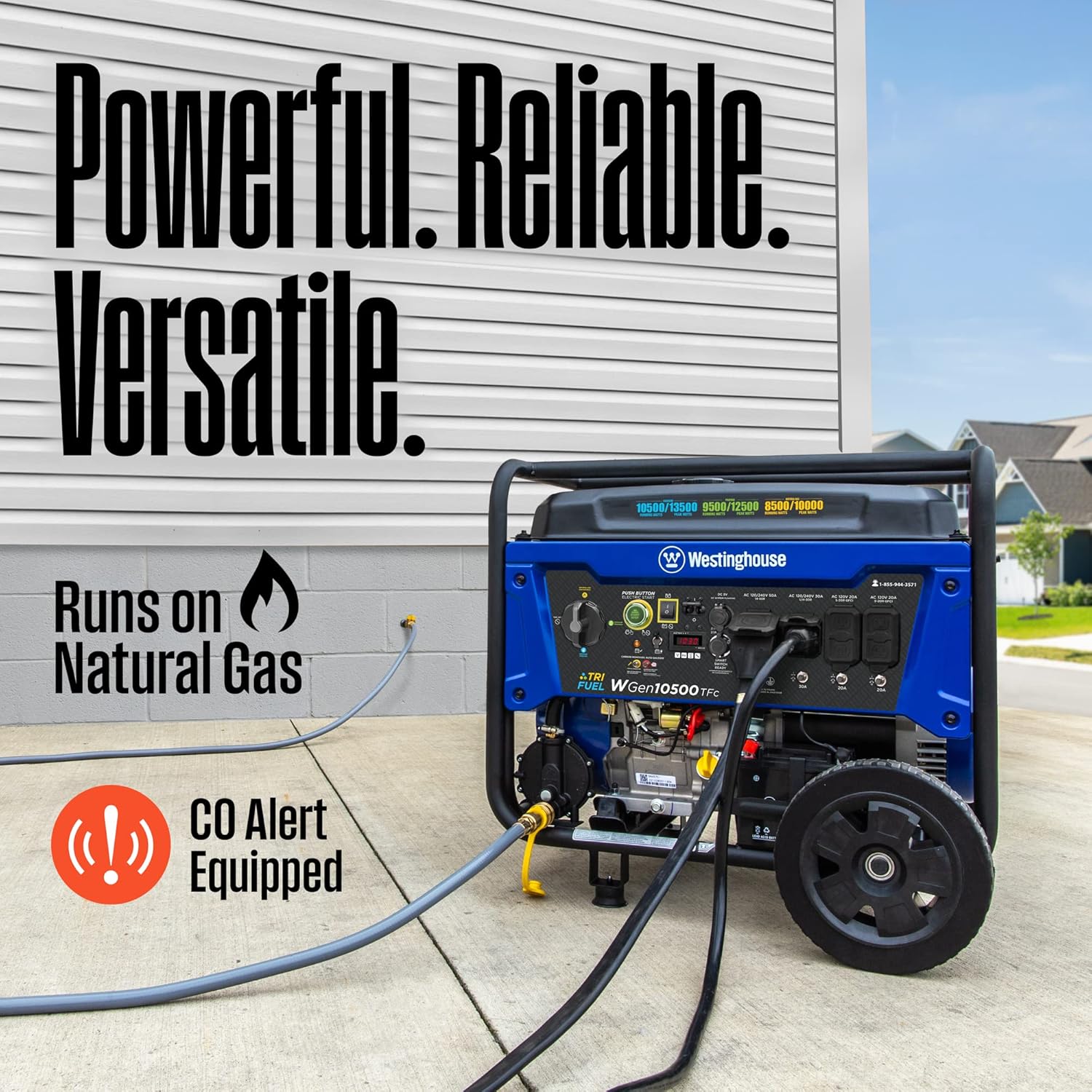 Westinghouse 13500 Peak Watt Tri-Fuel Home Backup Portable Generator  Remote Electric Start  Transfer Switch Ready  Gas  Propane  and Natural Gas Powered