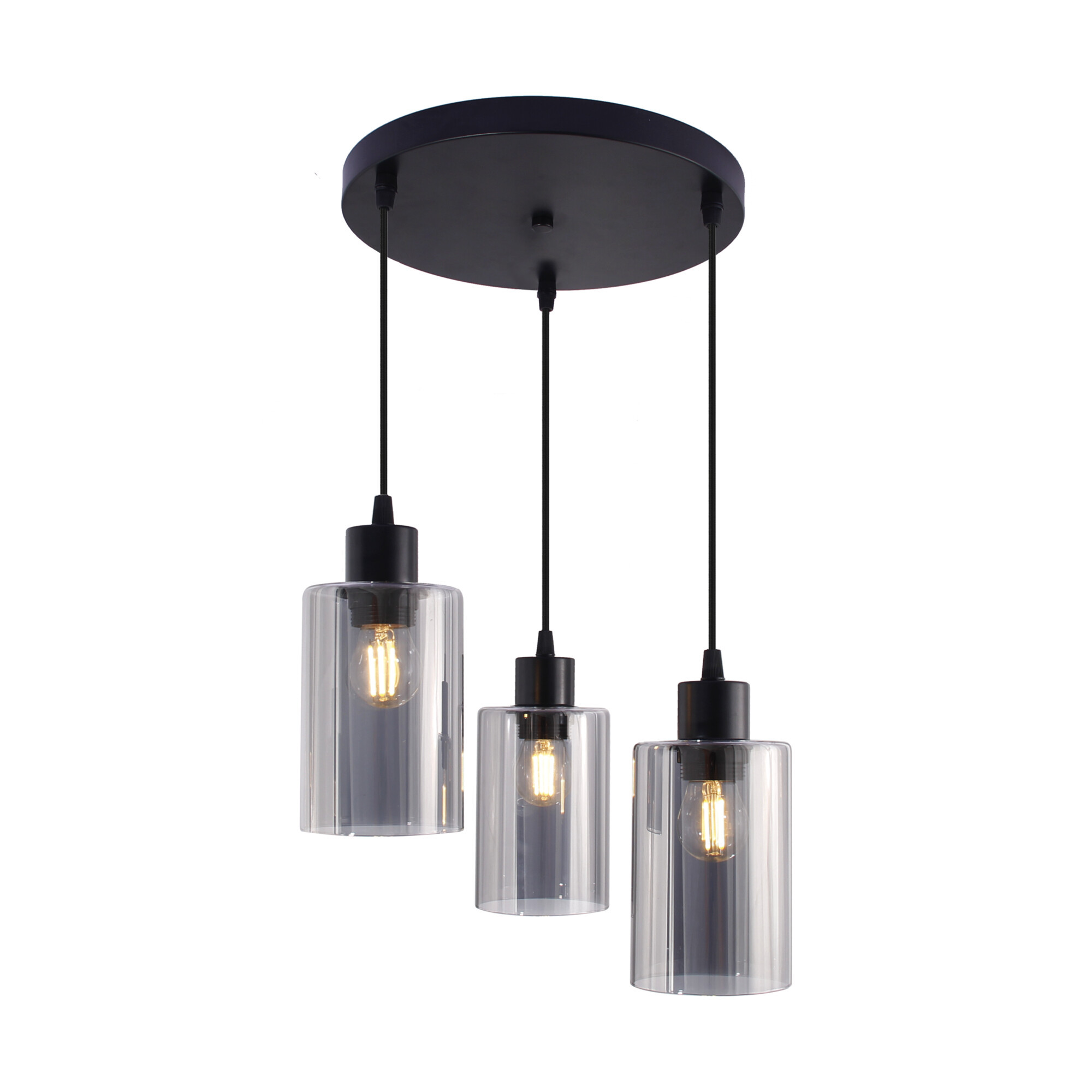 Lampa wisząca LightLogic LL TAMLAC 3xE27 PL 66506 czarna do LED szkło