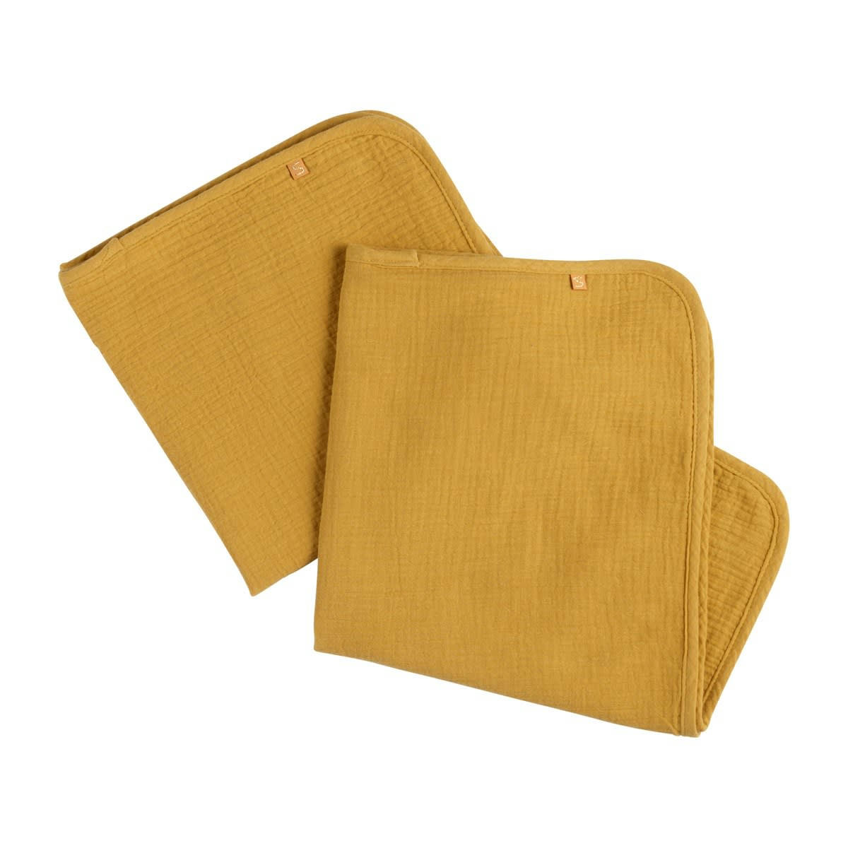 SUNLIGHT - Housse de matelas à langer 52x68x6cm et langes coton moutarde