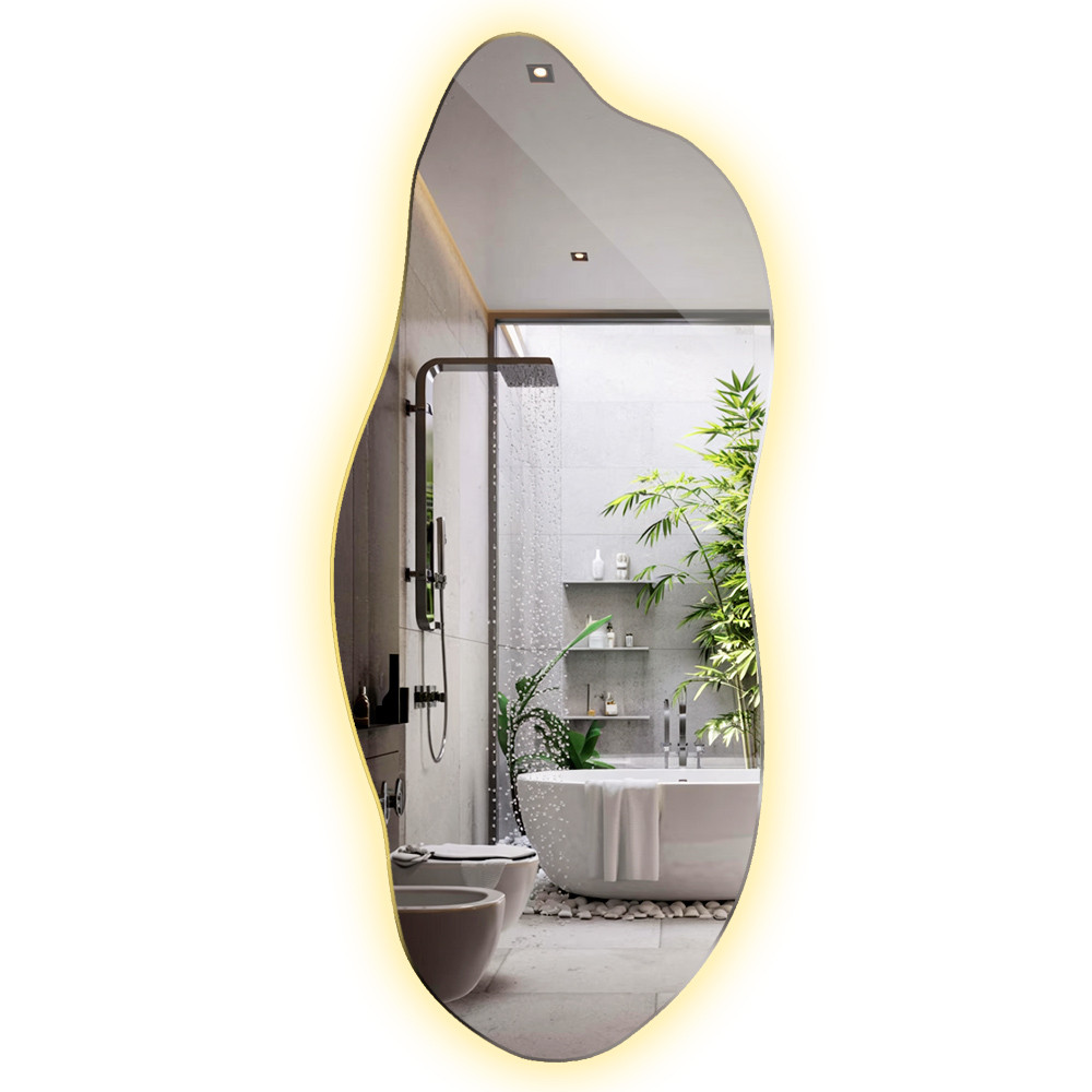 Lustro Nieregularne z Podświetleniem do Łazienki 35x80 cm Ciepłe LED