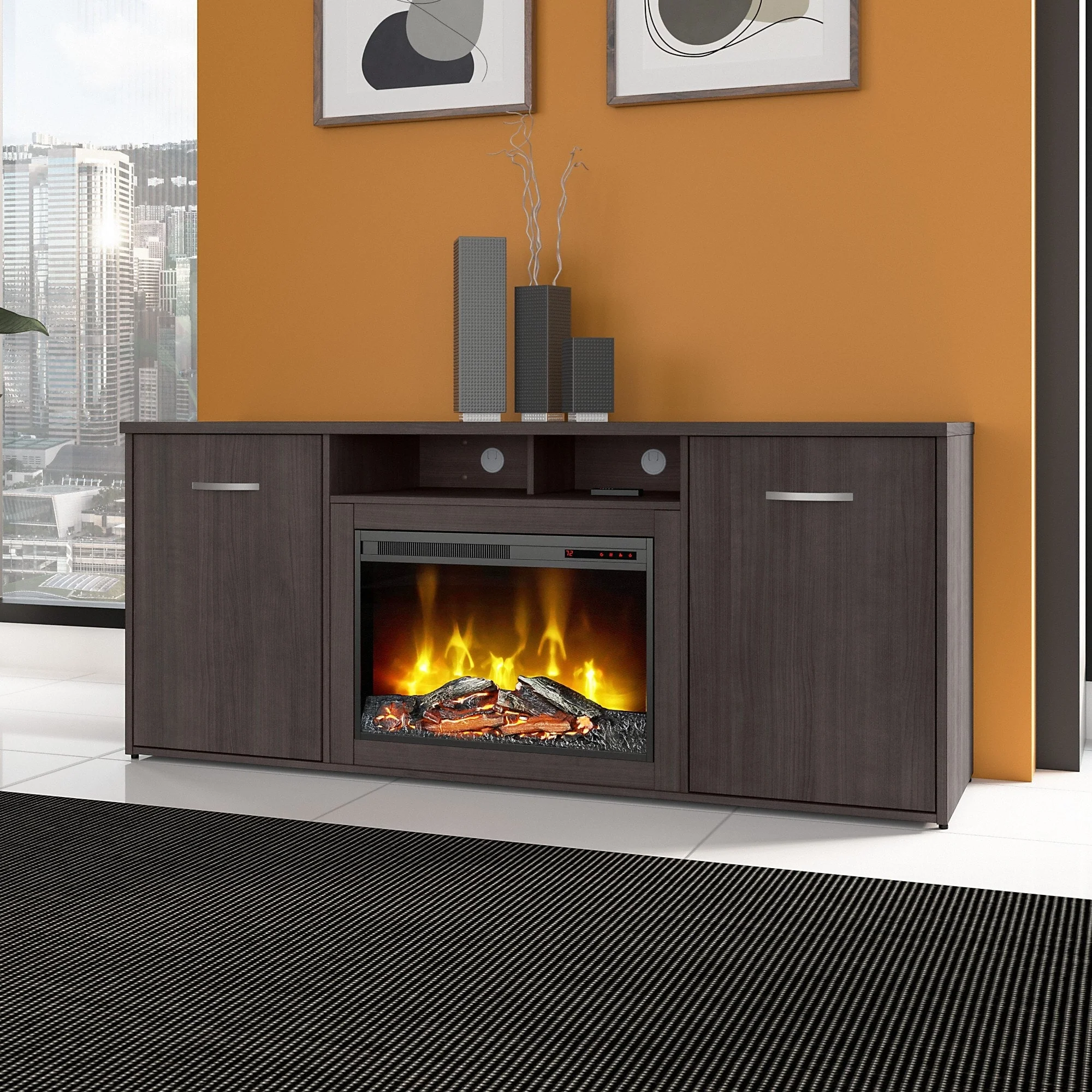 Studio C 72W Electric Fireplace Cabinet by Bush Business Furniture