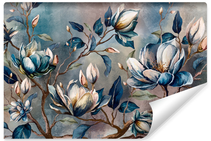 Fototapeta Niebieskie Magnolie Na Betonie 90x60cm
