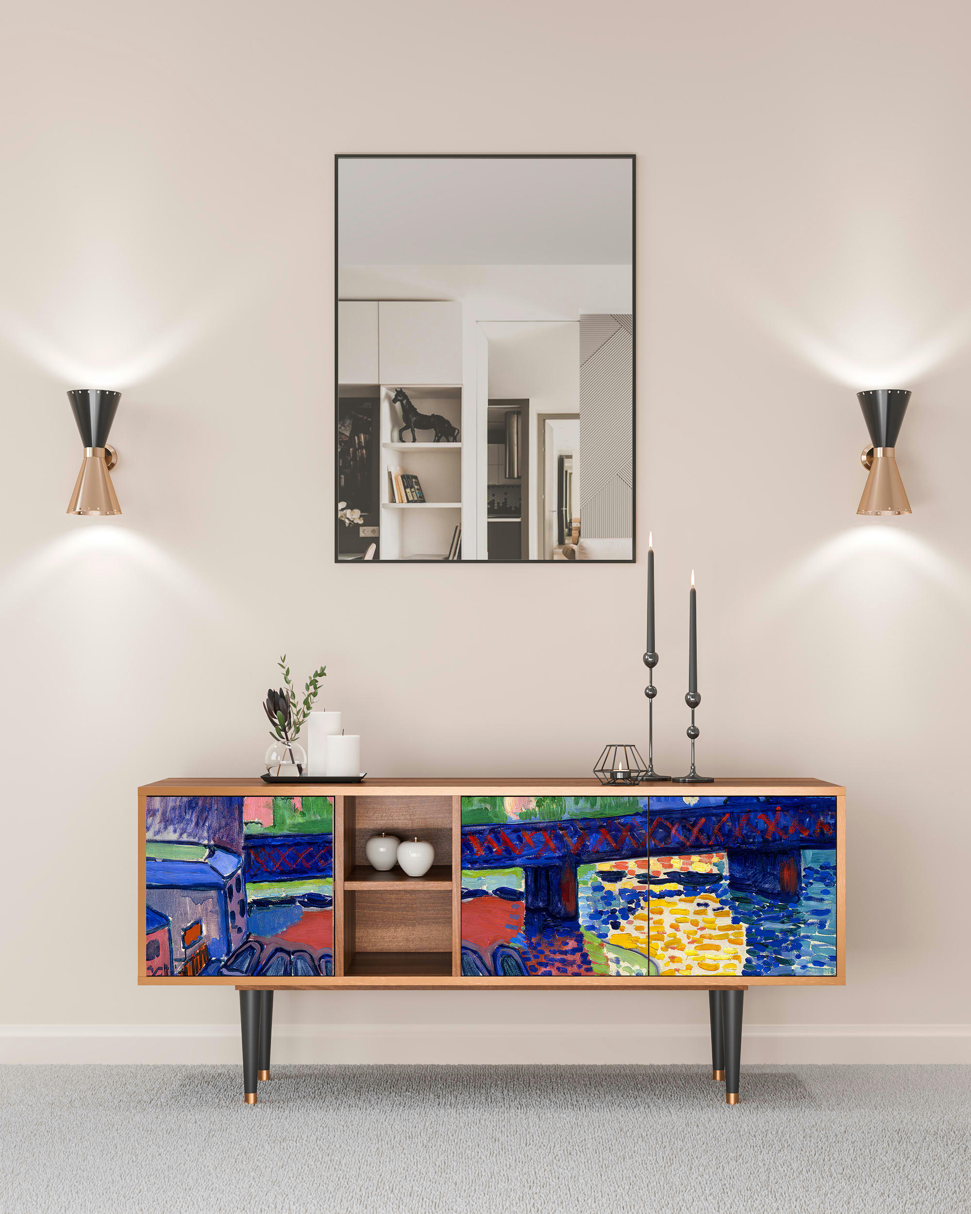 CHARING CROSS BRIDGE BY ANDRE DEAIN - Meuble TV  multicolore 3 tiroirs L 150 cm