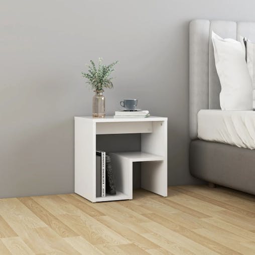 NNEVL Bed Cabinet White 40x30x40 cm Chipboard