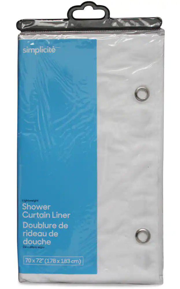 For Living Medium Weight Shower Curtain Liner, Assorted Colours, 70-in x 72-in