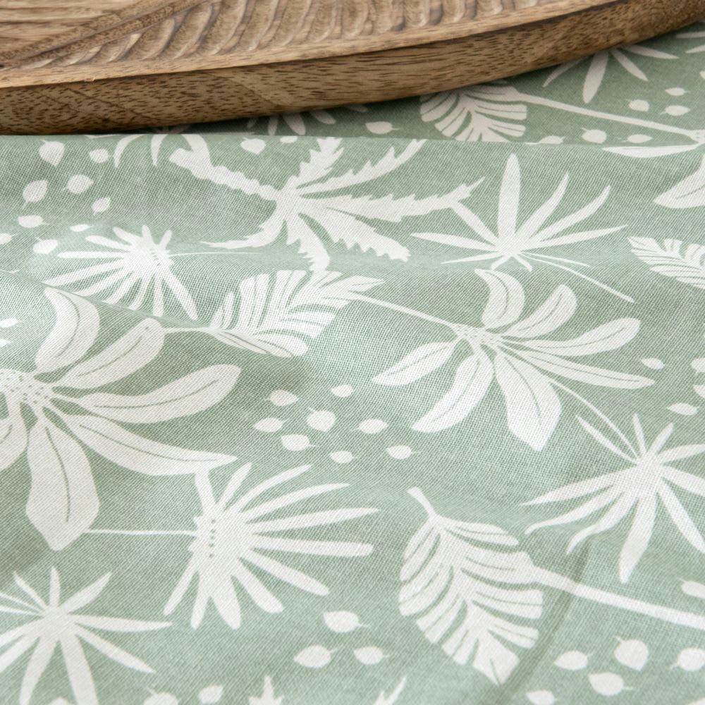 CLEOPATRE - Nappe imprimé feuillage vert et écru 150x250