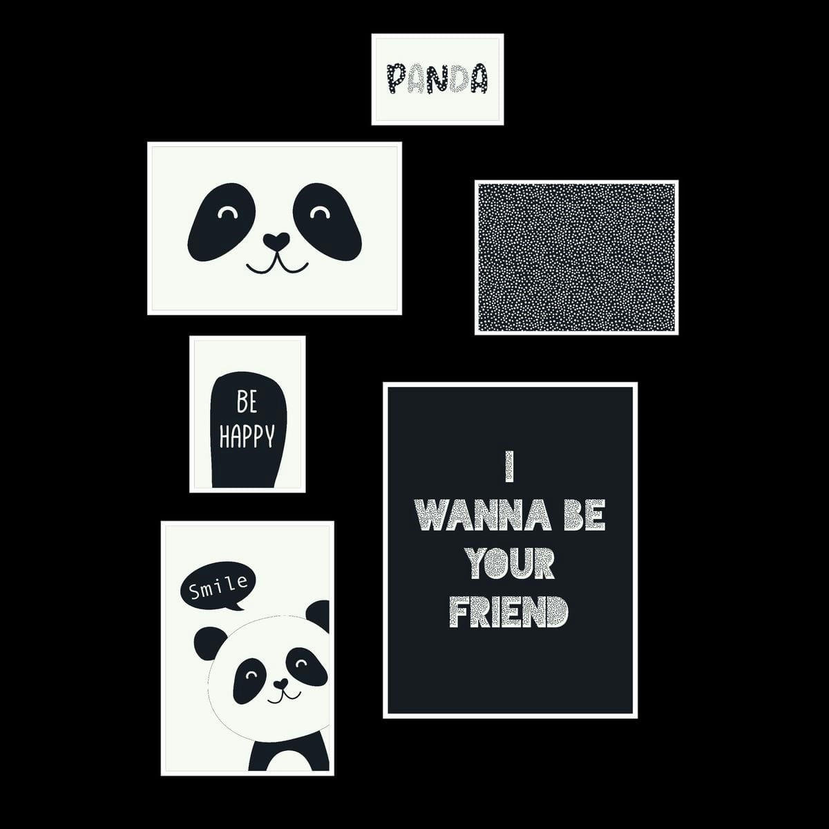 FUNNY PANDA - Lot 6 de cadres photos en bois blanc 45x35x21