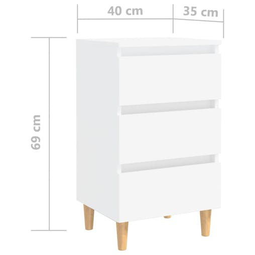 NNEVL Bed Cabinets with Solid Wood Legs 2 pcs White 40x35x69 cm