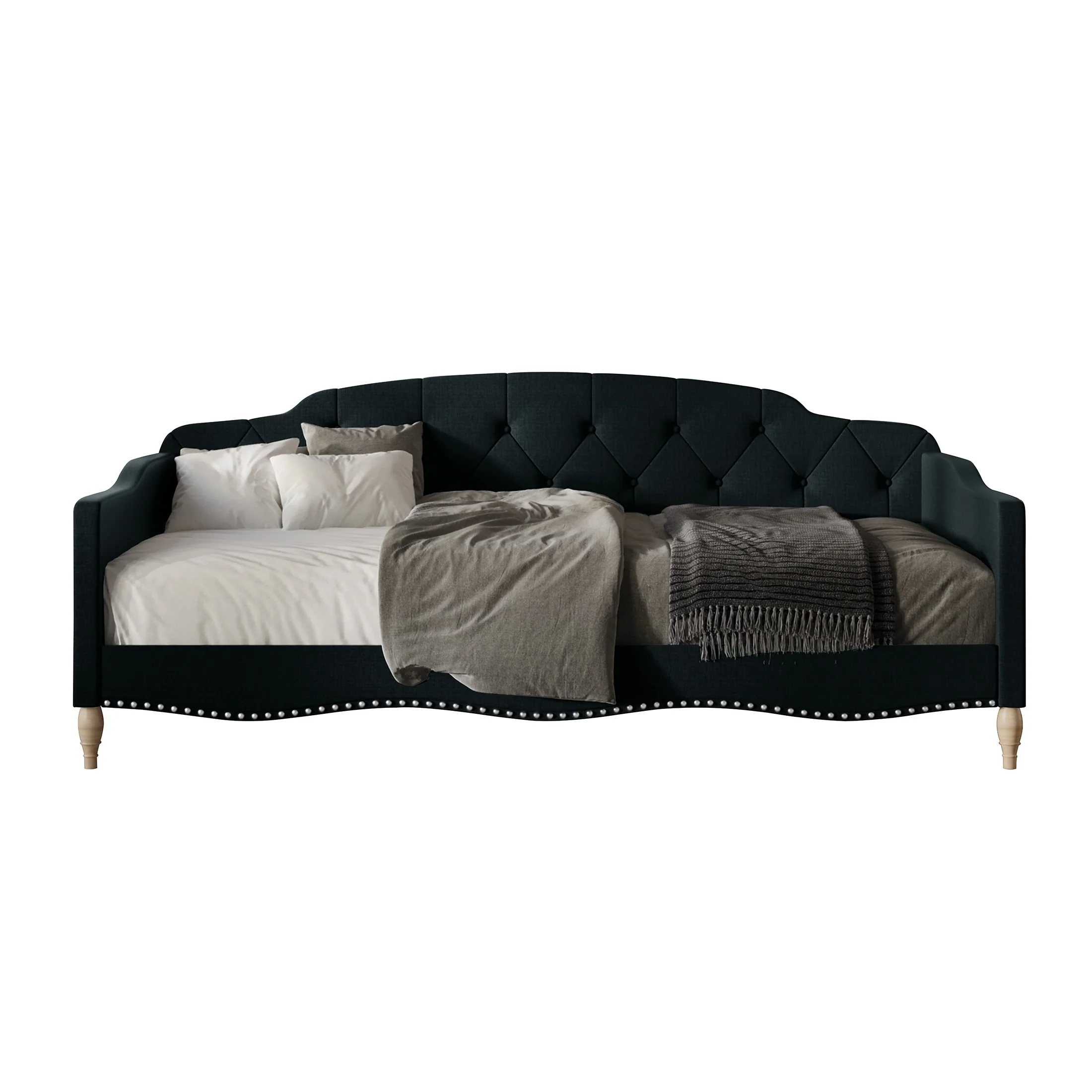 CraftPorch Modern Linen Nailhead Button Tufted Twin Daybed