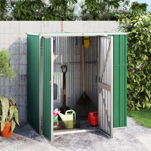 NNEVL Garden Tool Shed Green 161x89x161 cm Galvanised Steel