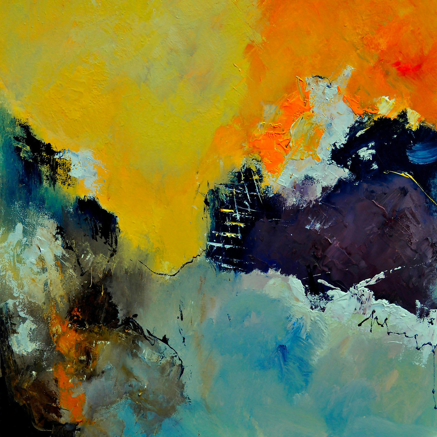 - Tableau abstrait évanescent imprimé sur toile 80x80cm