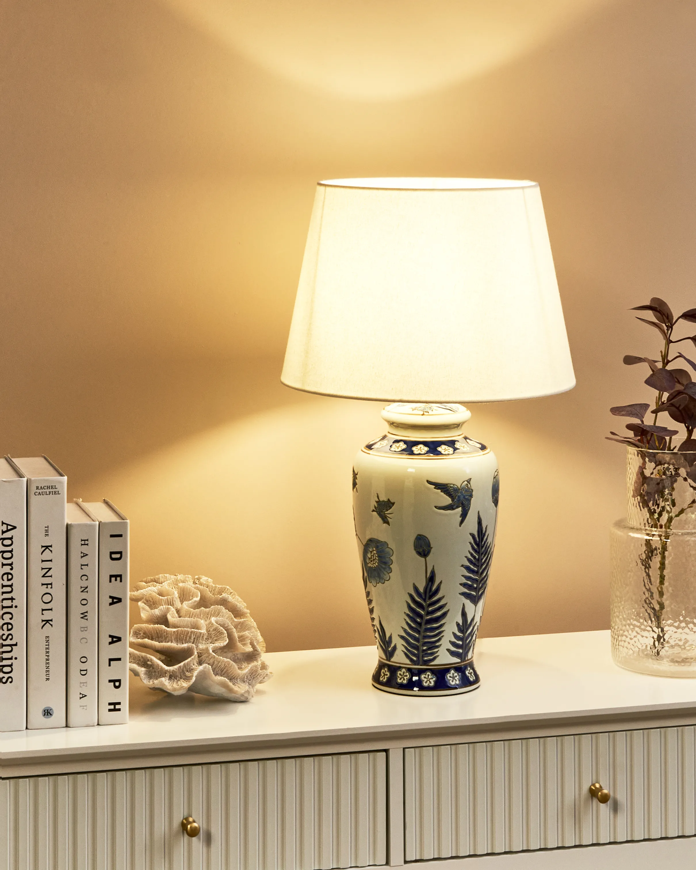 Table Lamp BIJELA Porcelain White/ Blue
