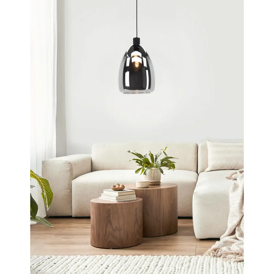 EGLOChelveyHanglamp-E27-&Oslash;30cm-Rookglas