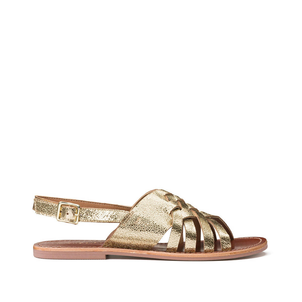 Sandales plates en cuir, brides tressées