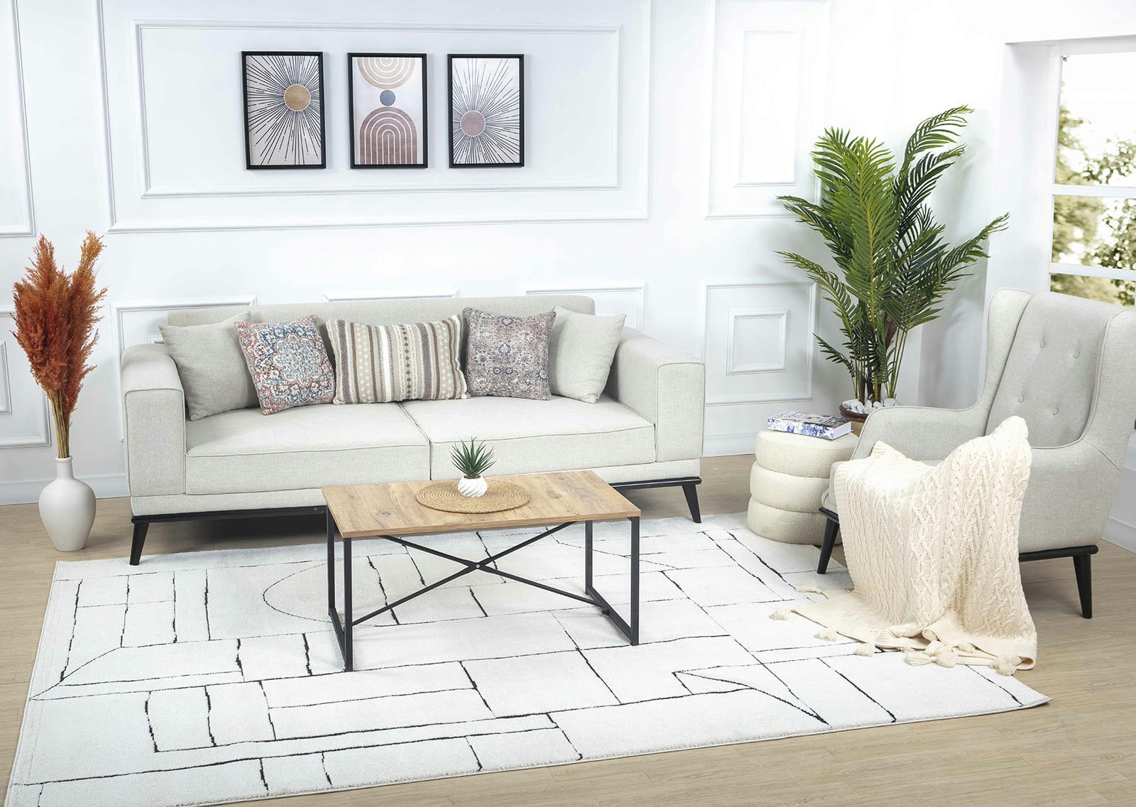 LISA - Tapis Scandinave Wabi-Sabi Ivoire/Anthracite 200x275