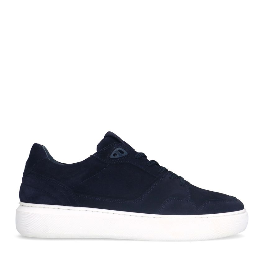 Manfield Donkerblauwe suède sneakers