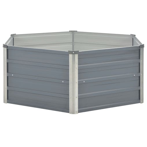 NNEVL Raised Garden Bed 129x129x46 cm Galvanised Steel Grey