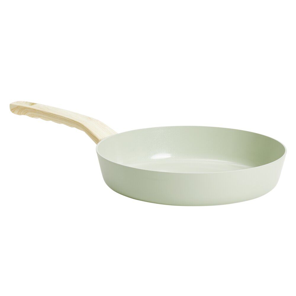 Poêle poignée effet bois aluminium et céramique vert Ø24cm