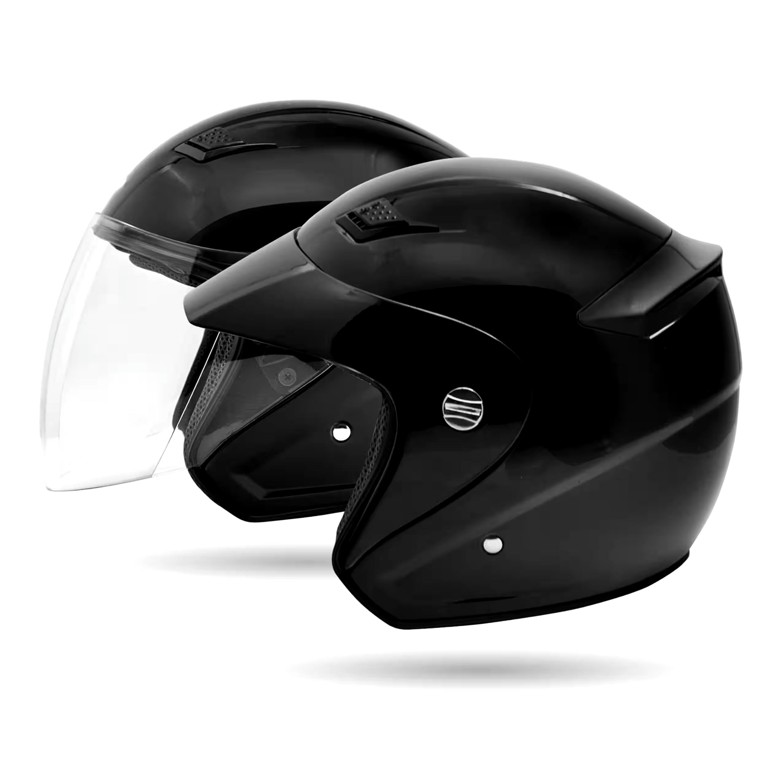 VCAN Copper Half-Face Road Helmet, Gloss Black, Assorted Sized