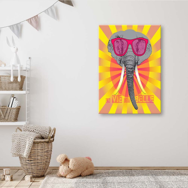 Feeby Obraz na płótnie, Słoń w okularach 40x60