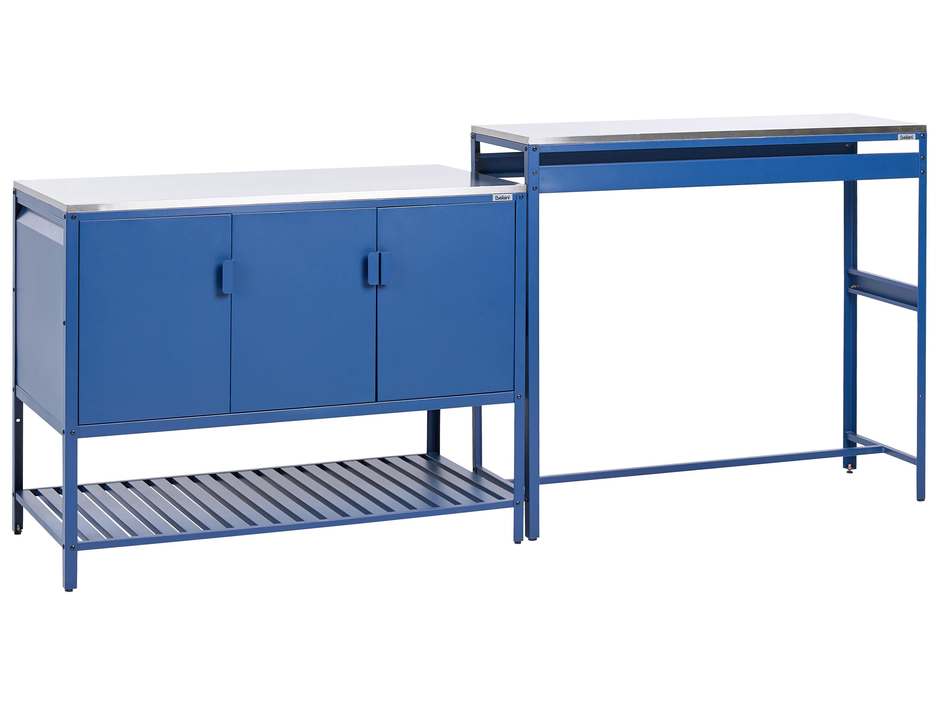 2 Piece Outdoor Kitchen Set with Bar Table MAENZA Metal Blue