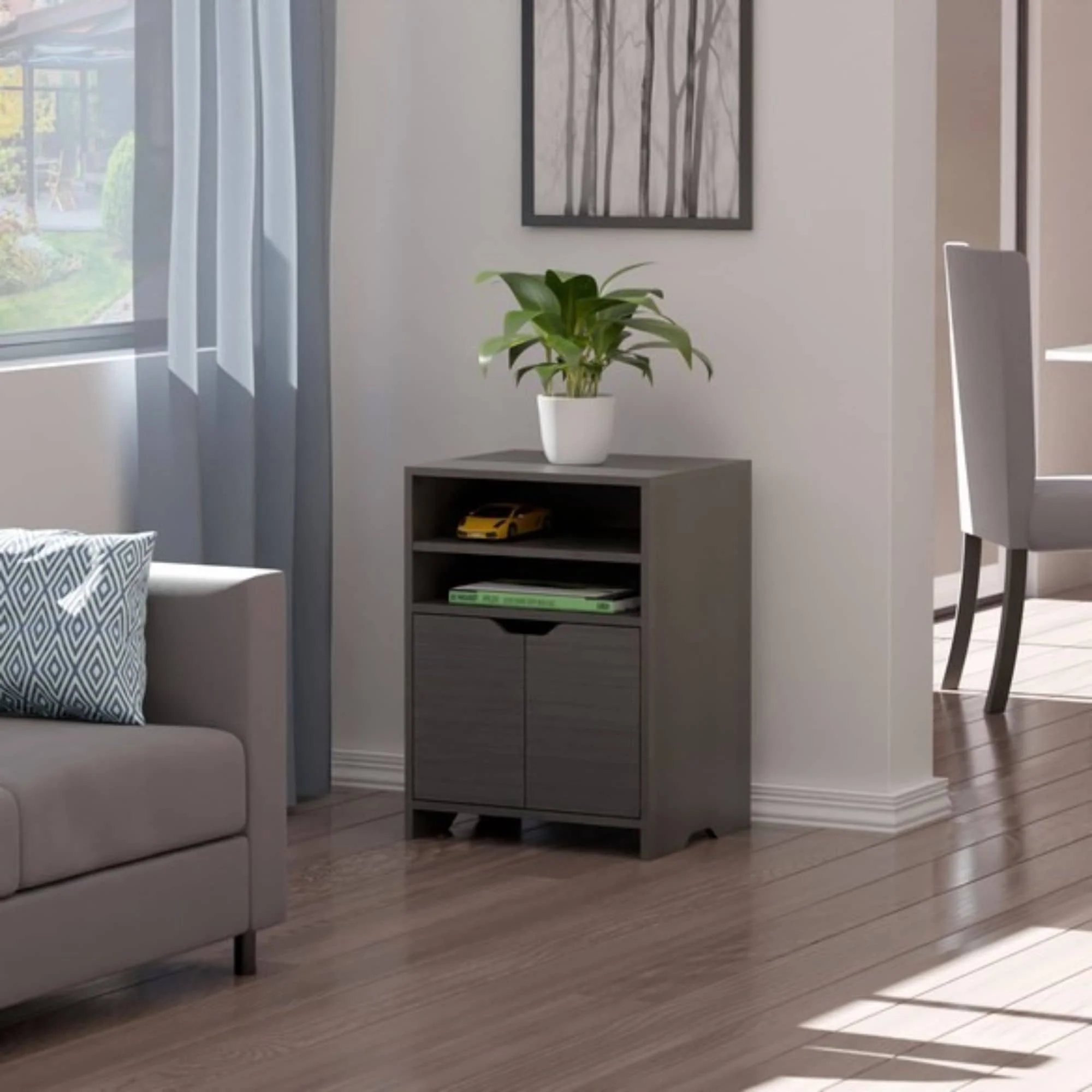 Open Shelf Storage Cabinet - 26.25 - Charcoal Gray