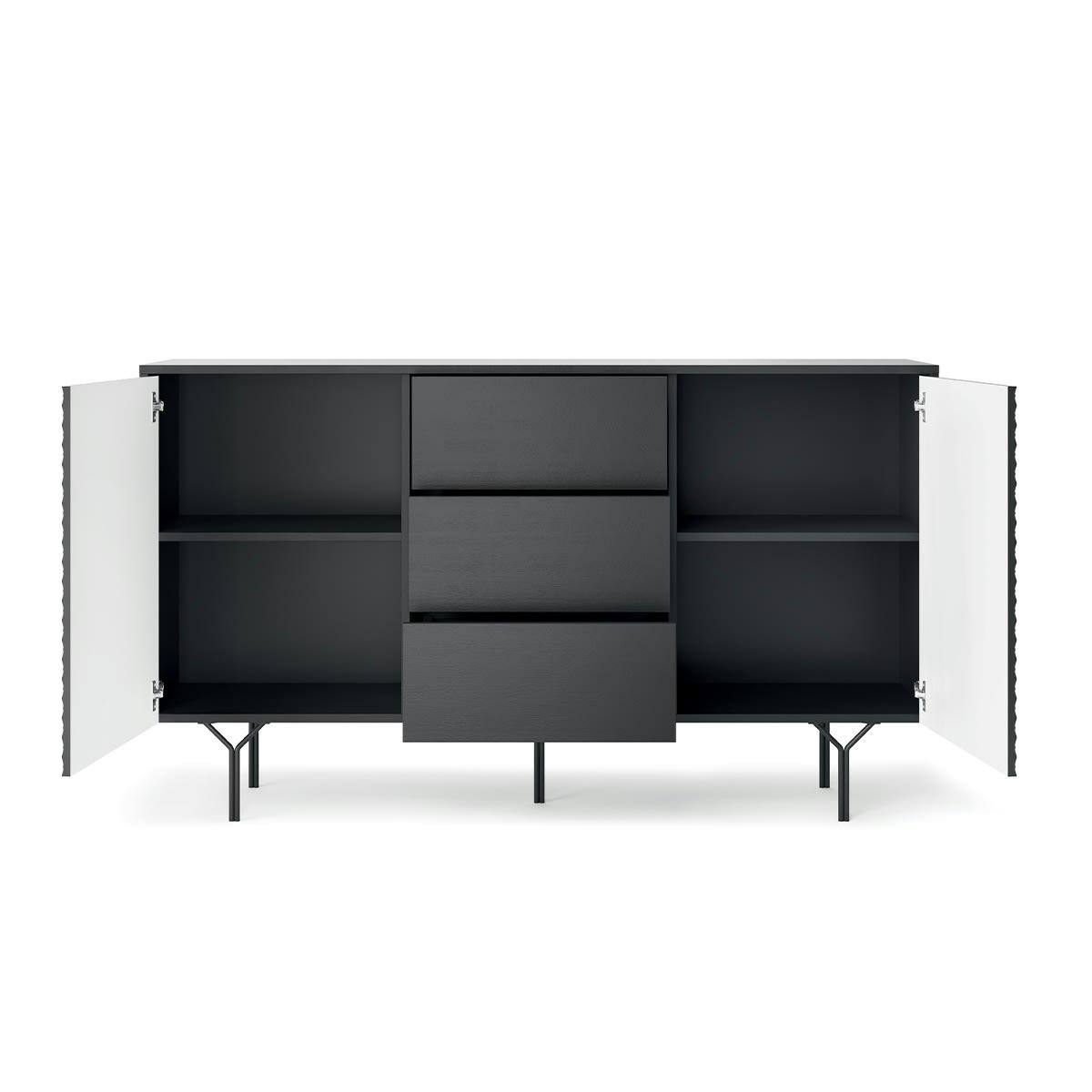 - Buffet 2 portes 3 tiroirs iron noir