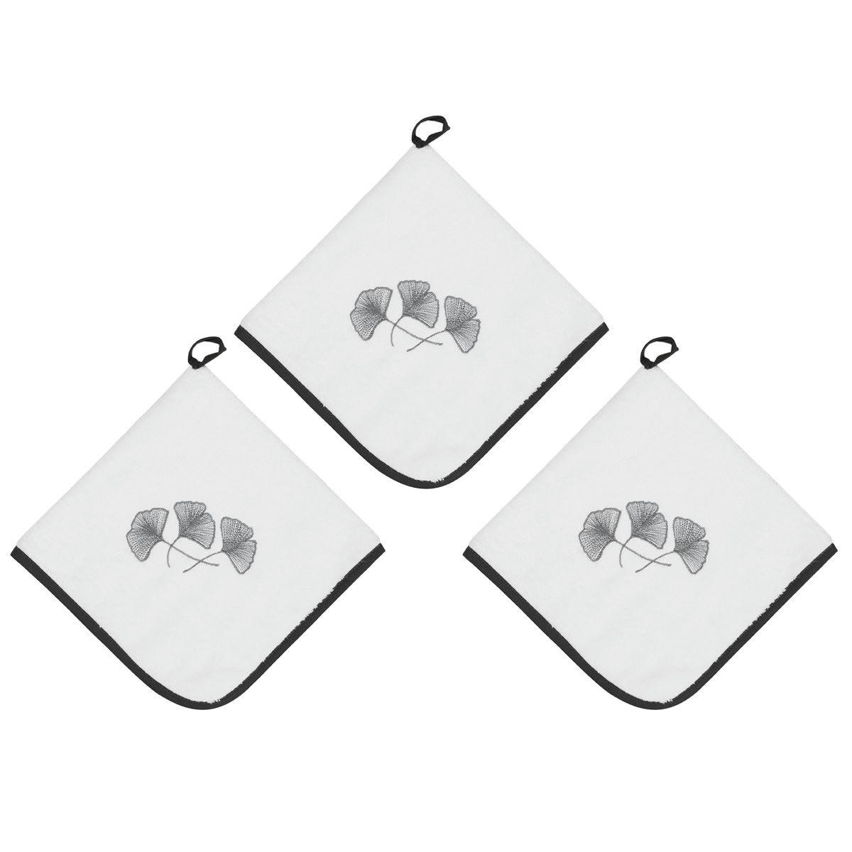 GINKGO - Lot de 3 torchons carrés  blanc 50x50 cm