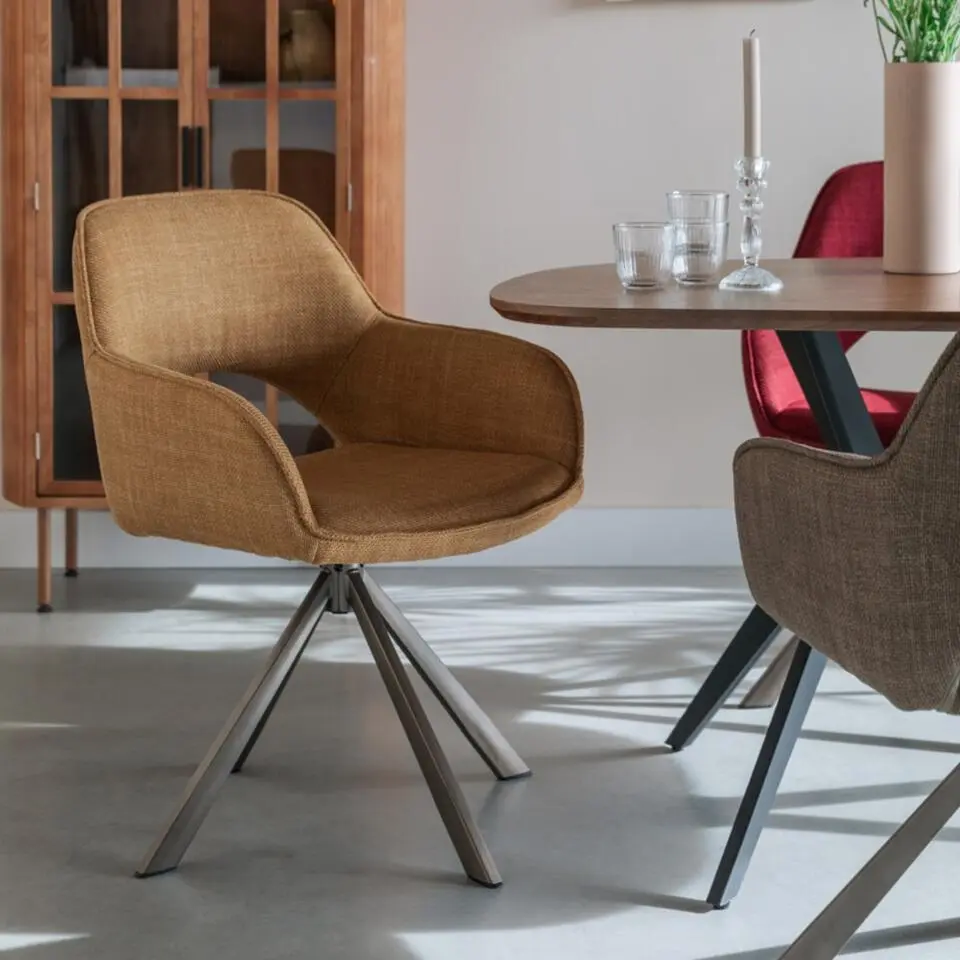 Eetkamerstoel Geel Stof - Draaibaar - Toye - Set van 2