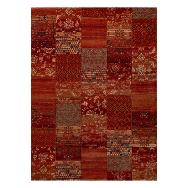 Dywan wełniany KASHQAI 4327 300 Patchwork bordo 67x130 cm