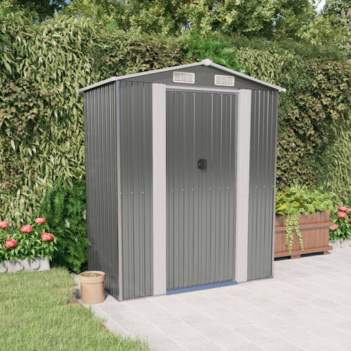 NNEVL Garden Shed Light Grey 192x108x223 cm Galvanised Steel