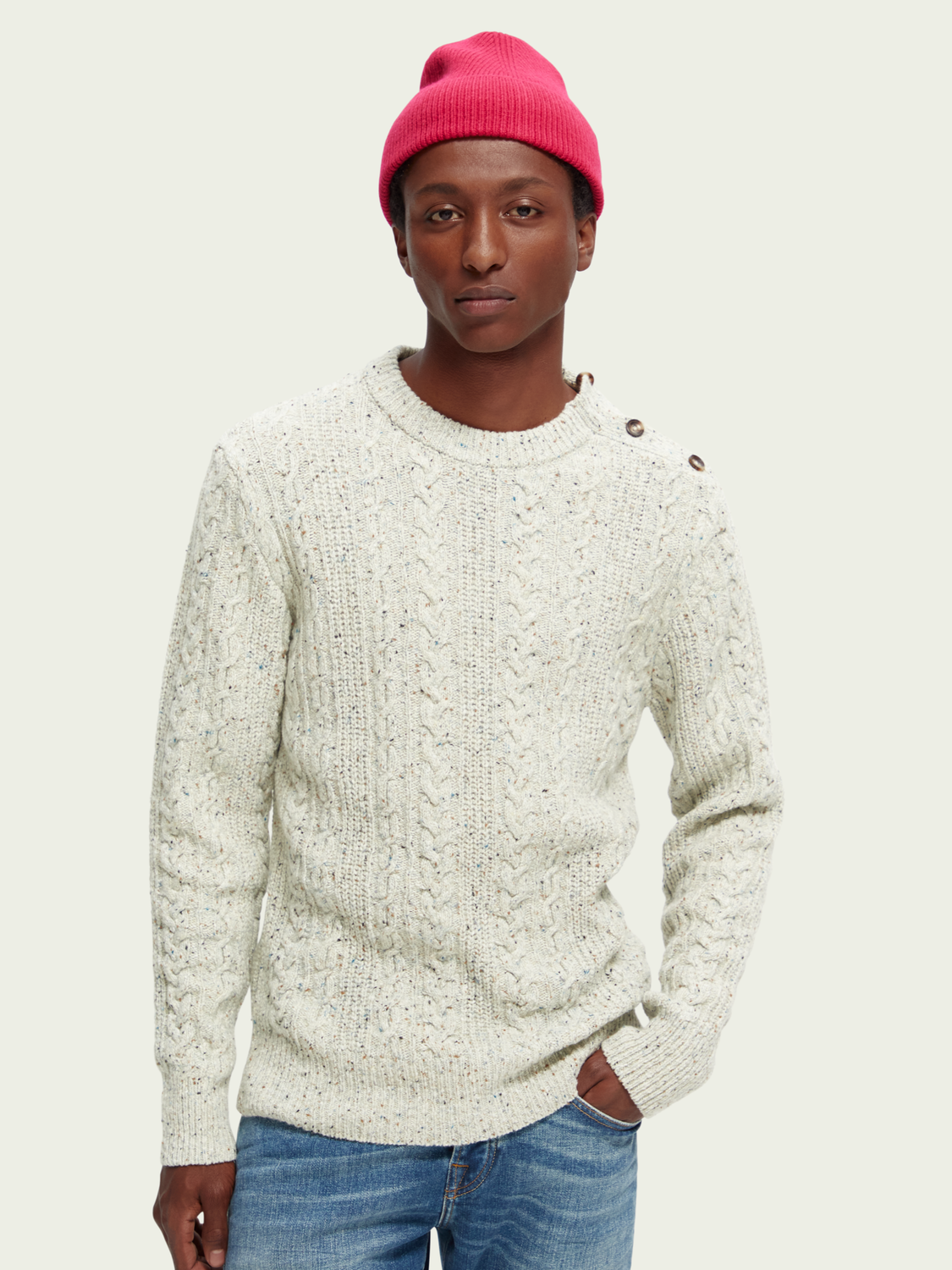 Cable Knit Wool-Blended Sweater