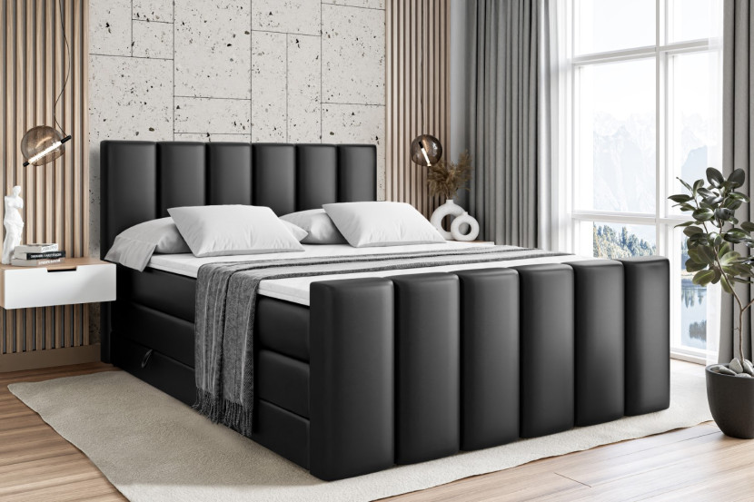 Łóżko kontynentalne z pojemnikiem i materacem H3|H4 BOXI1-Z KING 120x200cm