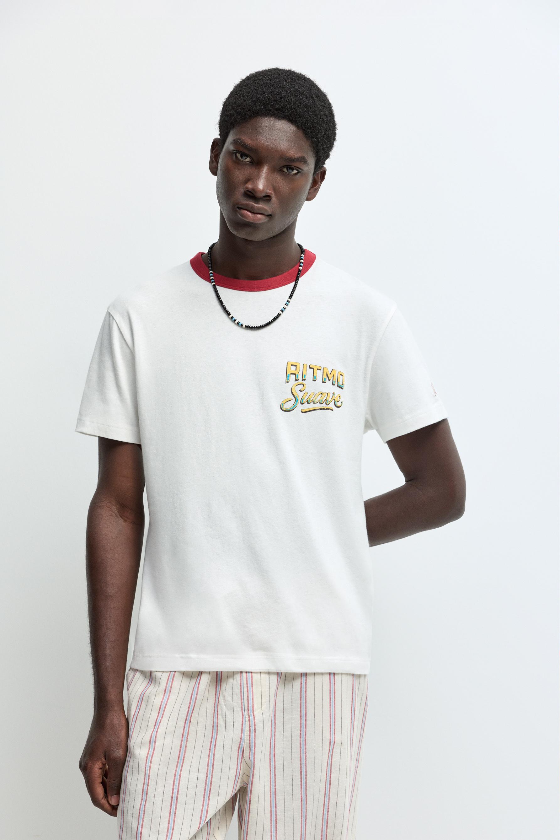 Camiseta algodón - lino estampada