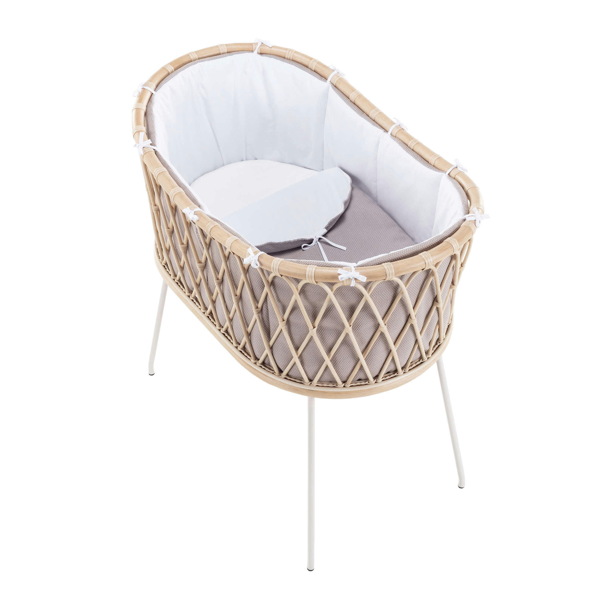 YAKARTA - Berceau en rotin 48x78 cm pour bébé avec textile en brun